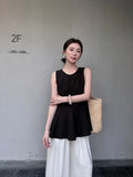 Xixi 2025 Summer New Temperament With The Silk Pure Color Thin Sleeveless Vest Shirt Lady