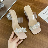 Women's New Transparent Sandals In The Summer Of 2025 Wear Thick And Water Drill Crystal High-Heeled
