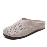 Layer Of Cow Skin Retro One Foot Soft-Soled Slippers Women 2025 Summer New Comfortable Outer Hollow Hole