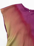 Tie Dye Long Dress Women Short Sleeve Elegant Dresses For Women 2023 Vintage Midi Satin Dress Woman Evening Party