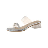 Water Drill Transparent Crystal Heel Sandals Women Summer With High-Grade Coarse Slippers Wearing High Heel Cool
