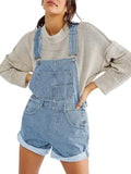 Loose Multi-Pocket Strap Jeans Woman-Outfit