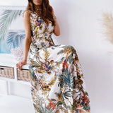 Women's Dress 2025 Dress Summer Floral Bare Back Sleeveless Dress V-Neck Temperament