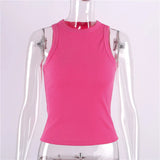Zingj New Slim Rib Sleeveless T-Shirt Jacket Female Short Sexy Slim