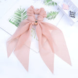 Bow Long Ribbon Hair Scrunchie Chiffon Floral Print Sweet Elastic Hair Band Ponytail Hair Scarf Hair Tie Hair