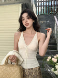 Xixi 2025 Spring And Summer New Golden Wind Pure Temperament With Knitted Bottom Slings Vest Women