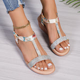Zingj 2024 Bohemia New Wedge Diamond Fish Mouth Sandal Women's Plus Size Women's