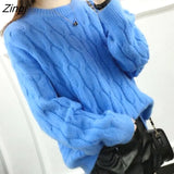 Women Popular Thick Solid 2020 New Fashion Fall Warm Loose Lady Clothes Kawaii Female Aesthetic Blue Casual