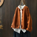 Spring And Autumn Knitted Cardigan Coat Women Retro Literature And Art Loose Leisure Long-Sleeved Sweater