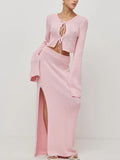 With High-Fork Dress Knitted Set Of Women's High-End