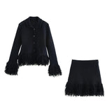 For Women's Clothing INS Explosive Fashion Tuxedo Knitted Shirt + Half-Dress