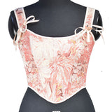 New Oil Painting French Sweet Pink Ink Daisold Half-Breasted Waistcoat Strap Strap Adjustment