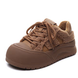 Cotton Shoes Women 2025 Winter New Thick Soles Increase Plus Velvet Warm Hair Shoes Big Head Casual