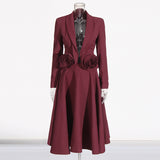 Wind Niche Stereo Rose Cut Deep V Collar 2025 Autumn New Solid Color Small Suit Short Coat