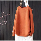 Women's Spring And Autumn 2025 New Inside And Outside Wearing Loose Lazy Sealed Ocean Round-Neck Literary And Art Knitted