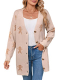 And Winter New Sweater Female Christmas Cartoon Embroidered Long Knitted Cardigan