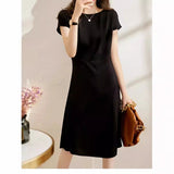 Air To Reduce The Age Of The Long-Term Dress French Retro High-End Feeling Waist Slim Black Dress Woman