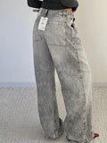 Low-Rise Old Denim Trousers Street Retro Washing Wide Legs Jeans Female