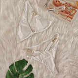 Zingj 2024 New Sexy Bikini Crystal Diamond Stripe Band Split Women's Swimsuit Luxury