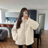 Hair Women's Autumn And Winter New Women's Solid Color Lazy Wind High-Collar Coat Warm Female