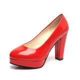 Zingj Size High Heels Spring 2023 New Single Shoes Round Head Thick With Patent Leather Waterproof Platform Sexy Thick Bottom Wedding Shoes Women-Outfit