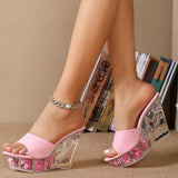 Zingj Fashion Korean Wedge 10CM Nightclub High Heels Flower Heel Women's Shoes Show Pole Dancing Shoes Crystal