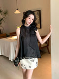 Xixi 2025 Summer New Korean Version Of The Temperament With Chiffon Sleeveless Shirt Women's Top