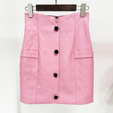New Star Fashion Flowers Decorated Rose Buckle Ling Leather Short Jacket