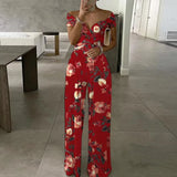 New Women's Fashion Temperament Elegant Commuter Print Broad-Legged Women's