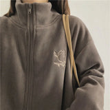 Women Aesthetic Thicker High Quality Leisure Turtleneck Leisure Embroidery Spring Autumn Korean Style Winter Coats