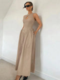 2025 New Fashion Mid-Term Dress Temperament Sexy Hollow A Dress Dress