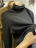 Zingj Women's New Fall 2024 Air Stack Collar With A Long-Sleeved T-Shirt And Warm