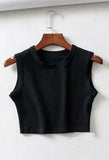 Yoga Solid Cropped Tank Top- Outfit