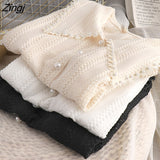 Design Hollow Out Blouse Women Korean Pearl Button Puff Sleeve Tops Elegant Peter Pan Collar Lace Patchwork Shirt