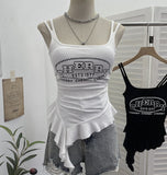 Tector-Mat T-Shirt With Bosom Tset T-Shirt With Irregular Sling Vest T-Shirt With Tsets