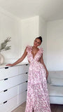 Zingj Summer New Fashion Rural Print Open Back Sexy Sling Big Place Skirt-Outfit