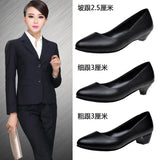 New White-Collar Low-Heeled Work Shoes Fashion Leather Coarse OL Single Shoes Vietnamese Side Trade Dress Women's