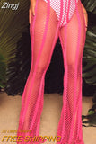 Women's Sexy See Through Beach Pants Hollow Out Mesh Fishnet Cover up Pants Bikini Bottoms High Waist Swimsuits