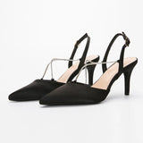 Heel High-Heeled Shoes Water Drill Tips Women's Sandals One-Word Buckle With Empty Single Shoes Ultra High Heel Bag Head