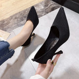 Red High-Heeled Shoes 2025 Spring And Autumn New Korean Version Of The Black Light Mouth Flying Tip Fine Heel Single Shoes
