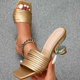 Women's Gold-Framed Sheeled Sandal Parties Fashion High Heels Women's Sandals Comfortable Party High