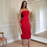 Summer New Knitted Sexy Coloring Fashion Holiday Beach Long Dress Women's