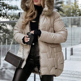 Thicker Pike Cotton Clothes Winter Warm Hood Can Be Detachable Large Wool Collar Long-Shaped Cotton Clothes