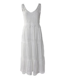 Tank Dress Women V Neck Sleeveless Chiffin Dresses Female Elegant A Line Maxi Dress Summer Ladies Hollow Out Beach
