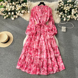 Fragile Chiffon Dress Women's Autumn Dress New Over-Knee Dress Gentle Wind-Float Mid-Floive Mid-Flouse Fairy