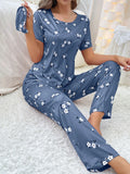 Spring Milk Silk Home Clothing Women's Summer Thin Cartoon Print Short-Sleeved Trousers Can Be Worn
