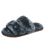 Size Wool Slippers Female Fashion Wear Elastic With Parallel Bars Open Toe Flat Bottom Warm Cotton Shoes Indoor Cotton