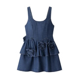 Explosion Women's Flower Temperament Sleeveless Denim