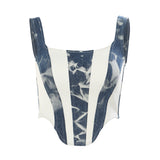 New Splicing Bumpy Water Denim Repair Vest Slings Female