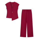 Explosion Women's Button Blouse Broad Leg Trousers